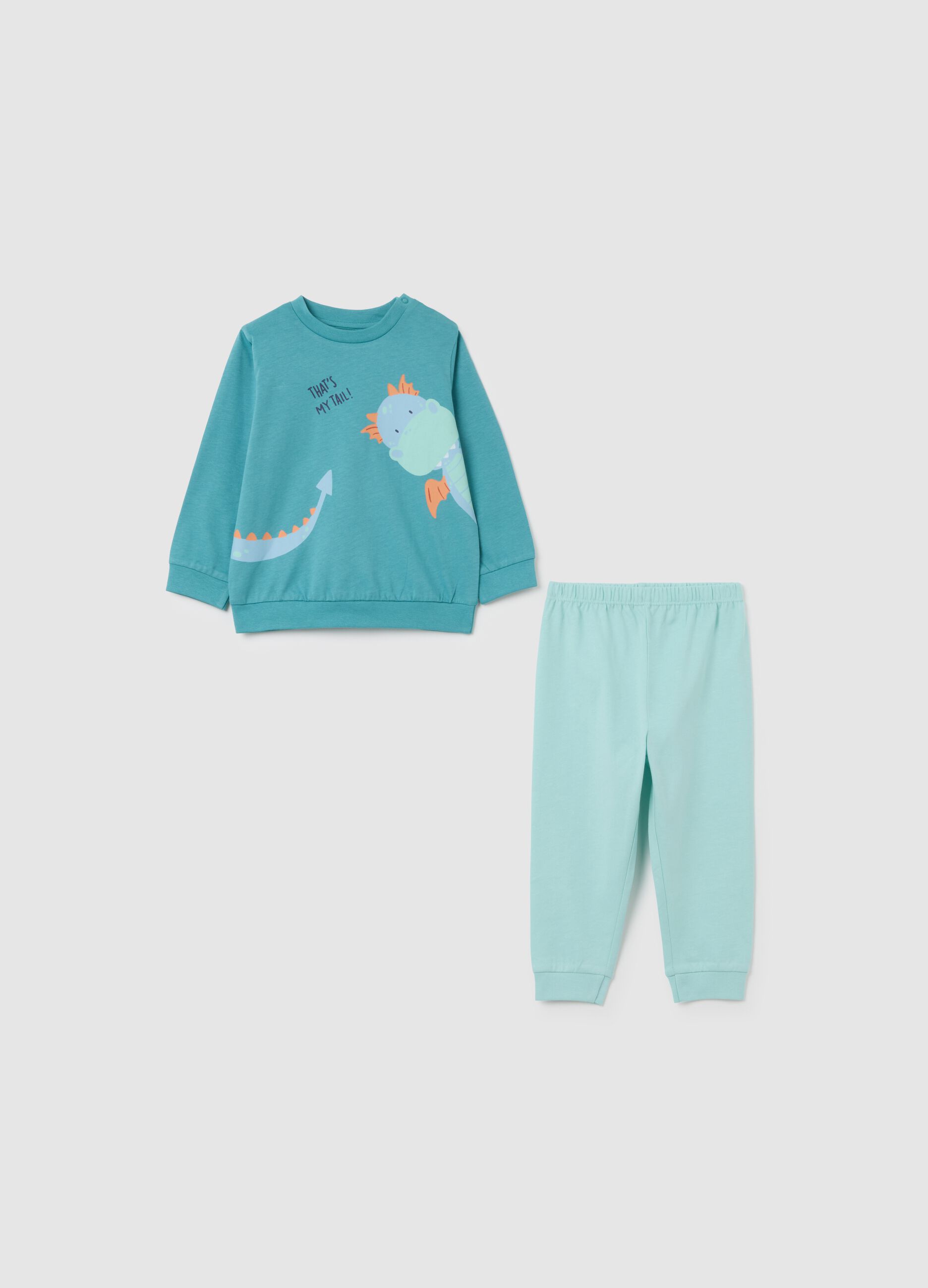 Children's Green Pure Cotton Pajama Set