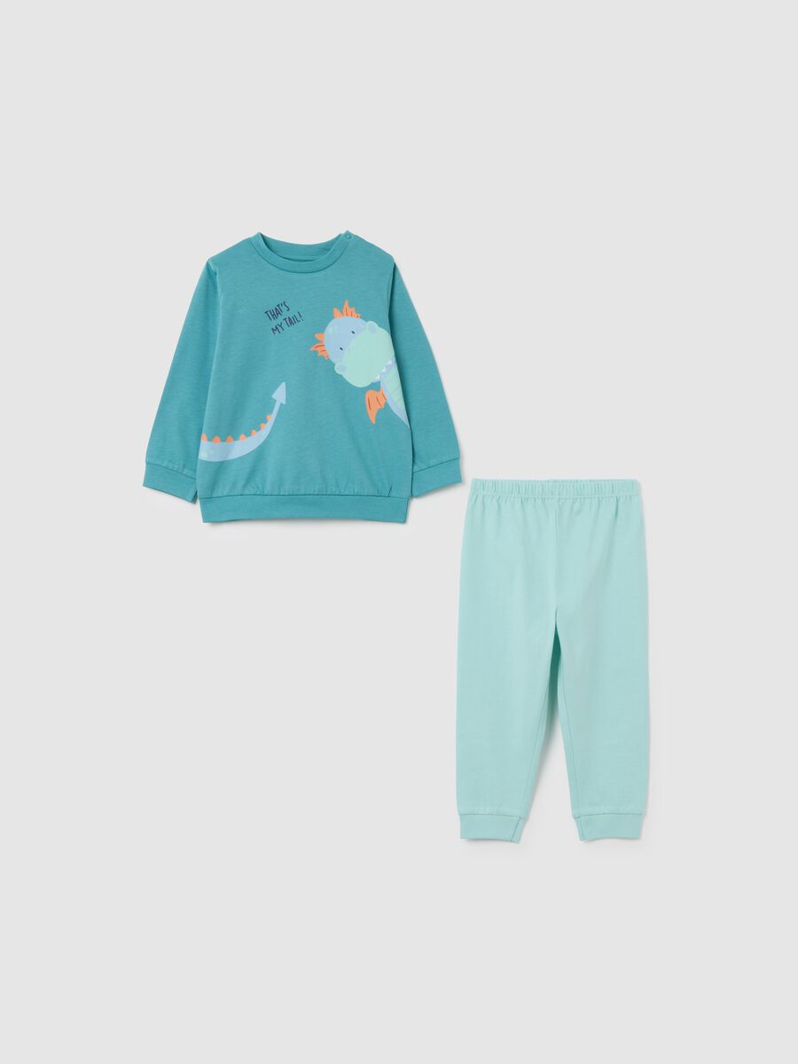 Children's Green Pure Cotton Pajama Set_0