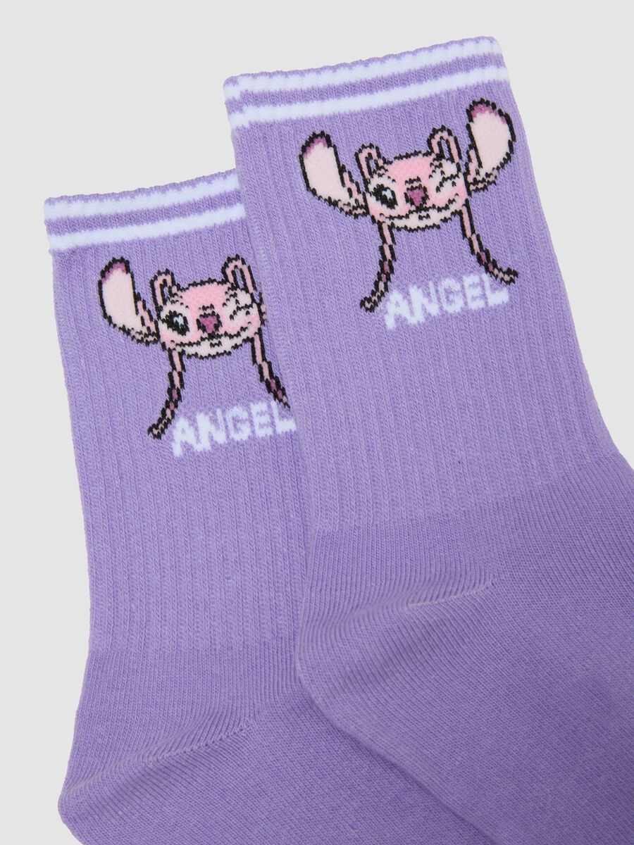 2-pack of multicolour midi socks in organic stretch cotton with Lilo & Stitch print_2