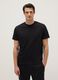 Regular fit black cotton blend crew neck T-shirt_0