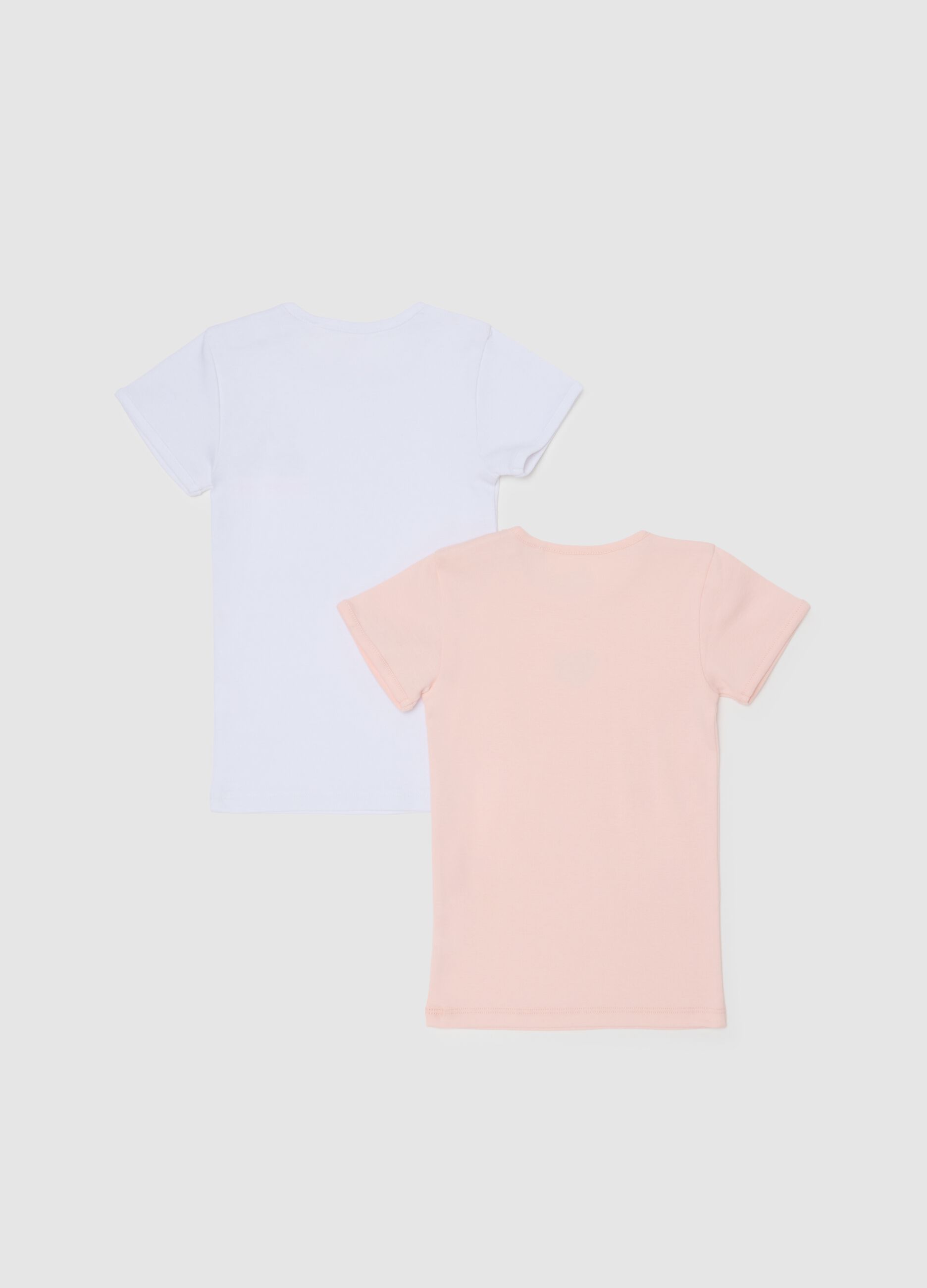Girls' twin-pack T-shirts in pure multicolour cotton, regular fit