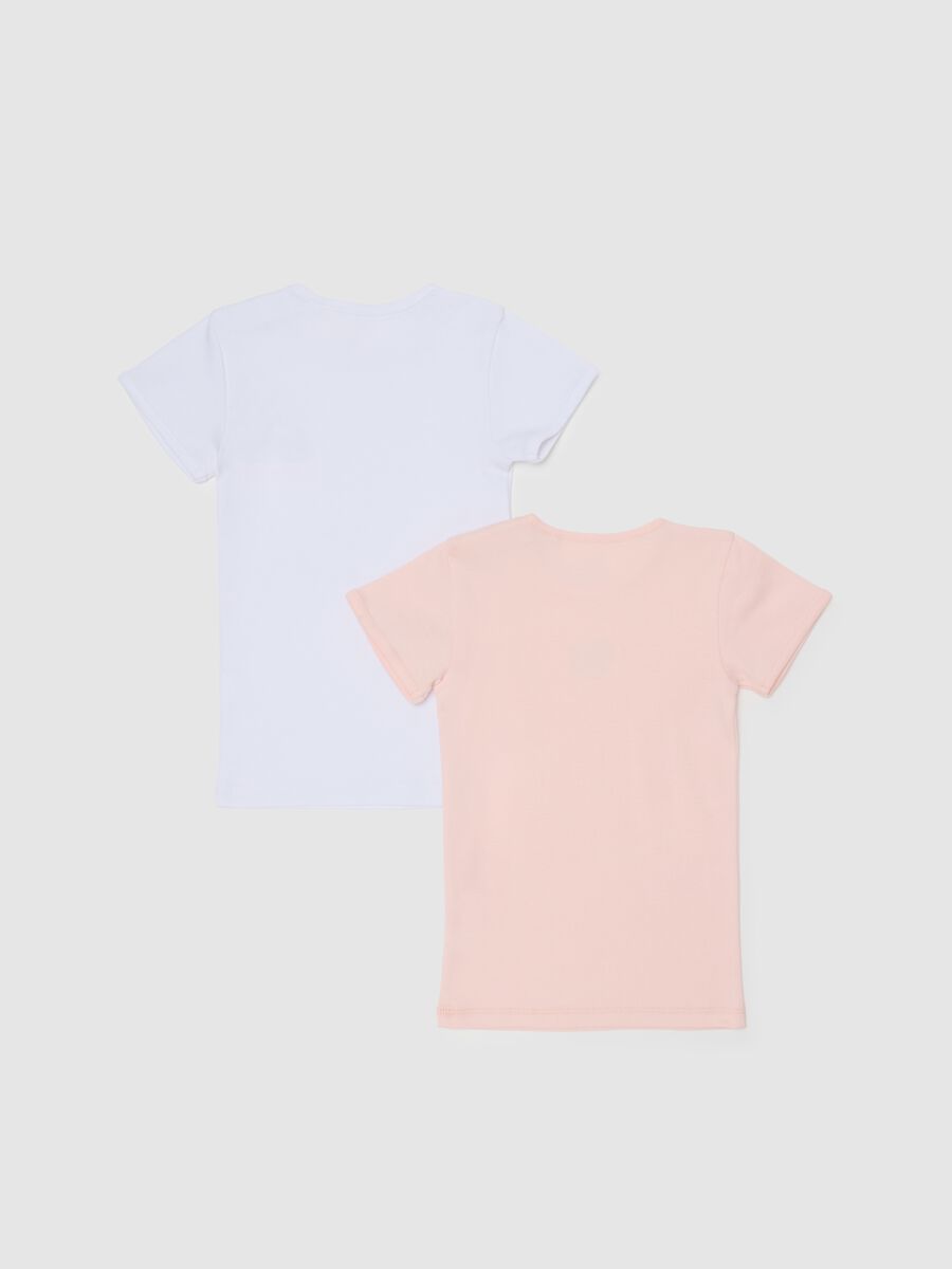Girls' twin-pack T-shirts in pure multicolour cotton, regular fit_1