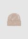 Beige jersey knit hat with sequins_0