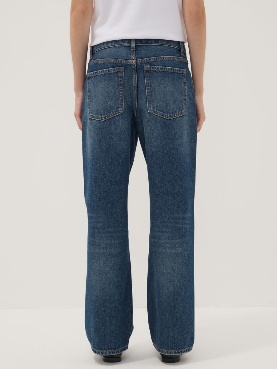 Dark blue pure cotton straight-fit jeans_3