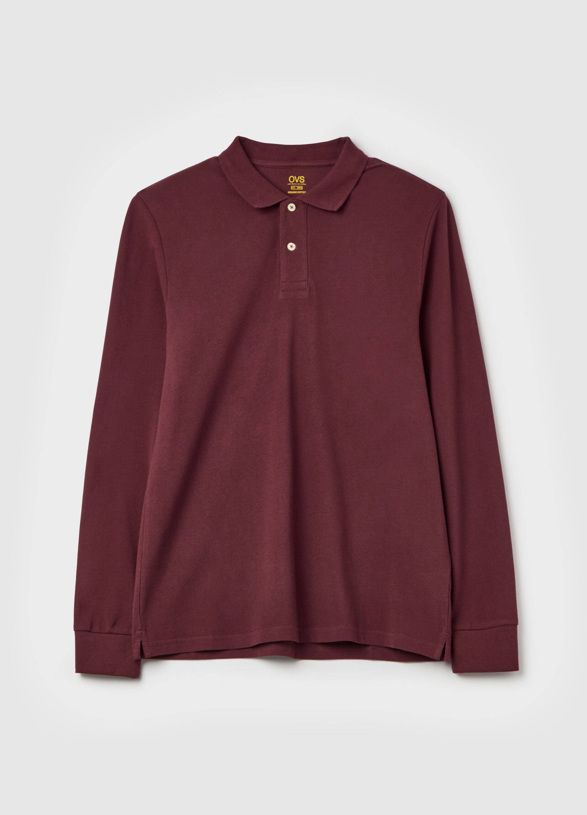 Long-sleeved polo shirt in organic cotton
