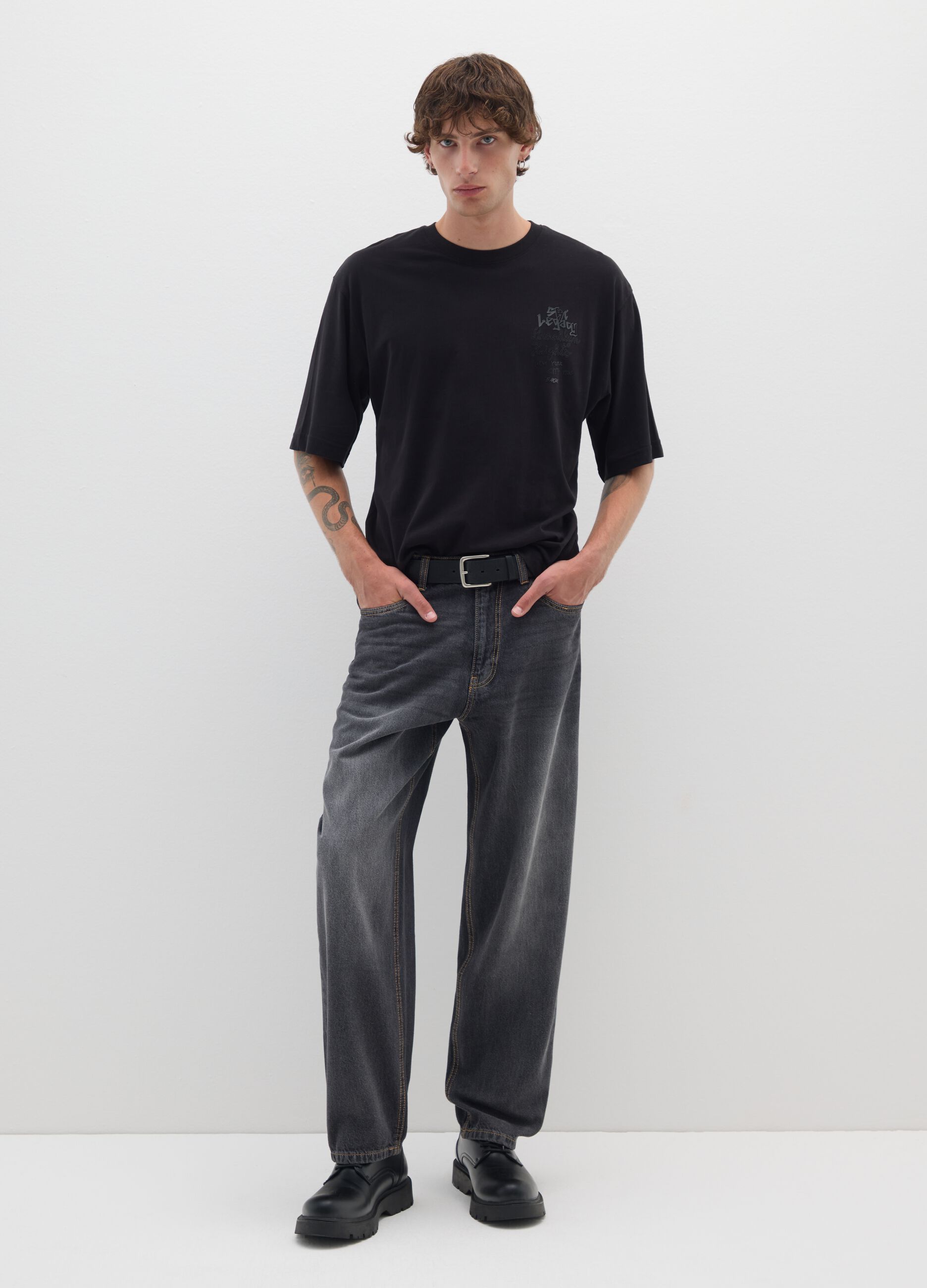 Black Pure Cotton Regular Fit T-Shirt