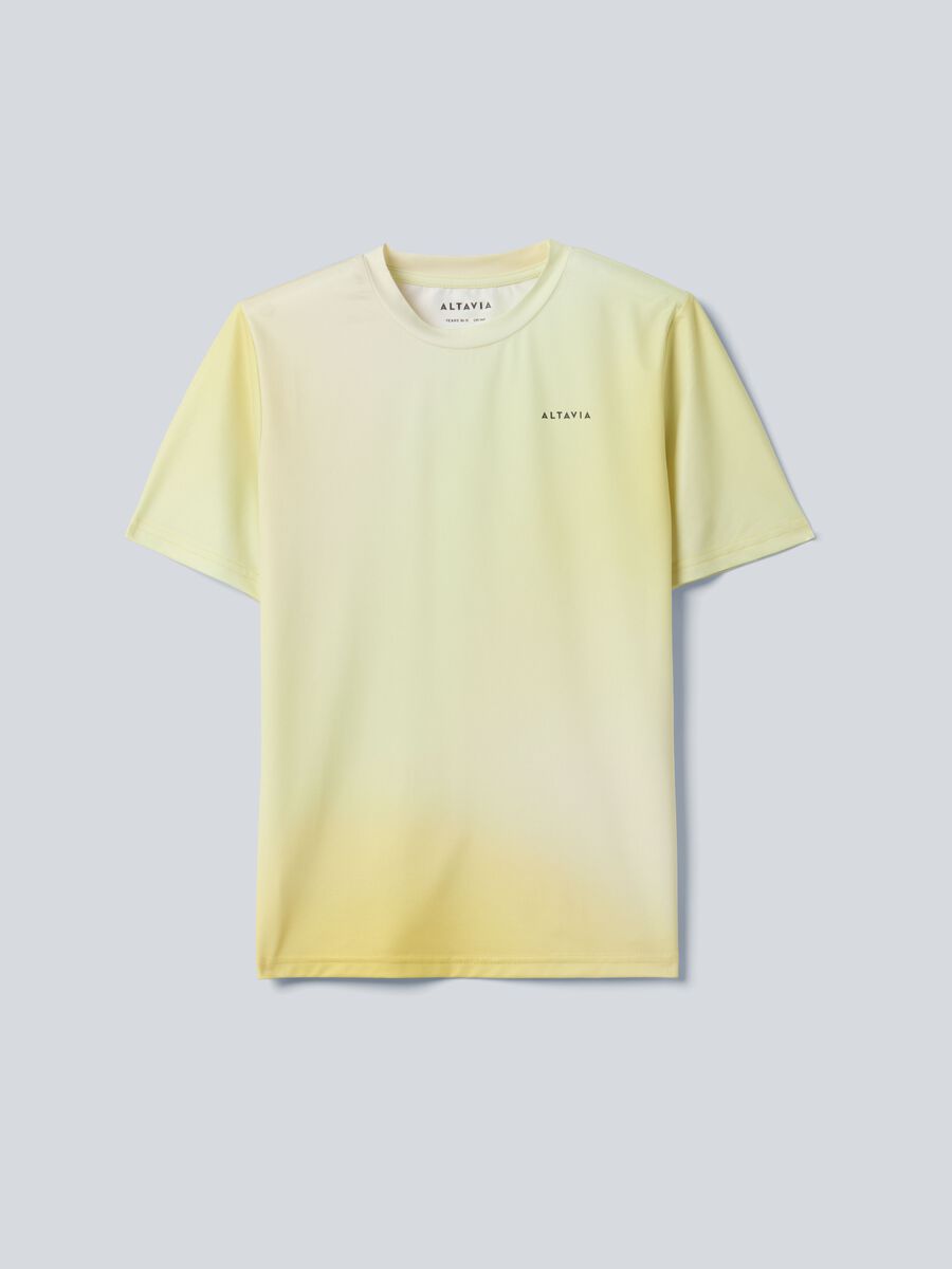T-shirt sportiva ALTAVIA COURT gialla in tessuto tecnico elasticizzato con effetto tie-dye per bambino_3