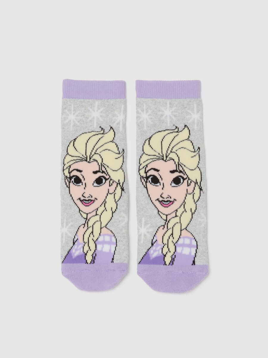 Frozen grey anti-slip cotton blend girl's socks_1