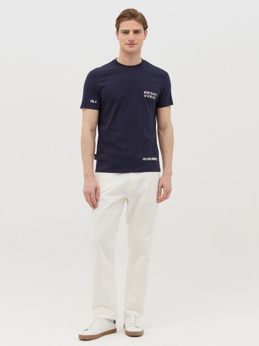 Cotton T-shirt with Galleria Umberto I coordinates_1