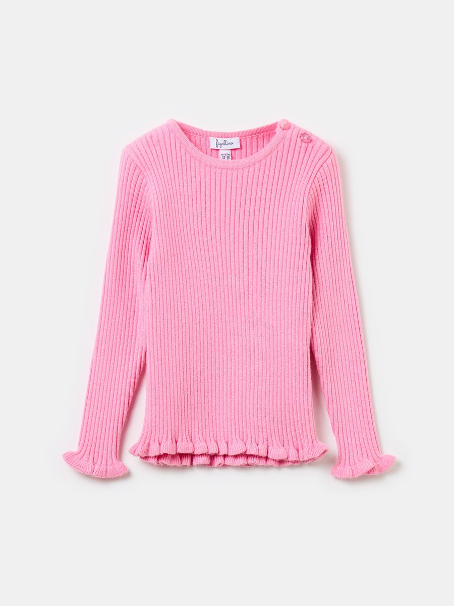 Ribbed pullover with frills_0