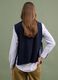 Blue wool-blend crew-neck gilet with tie-fastening side tabs, regular fit_3