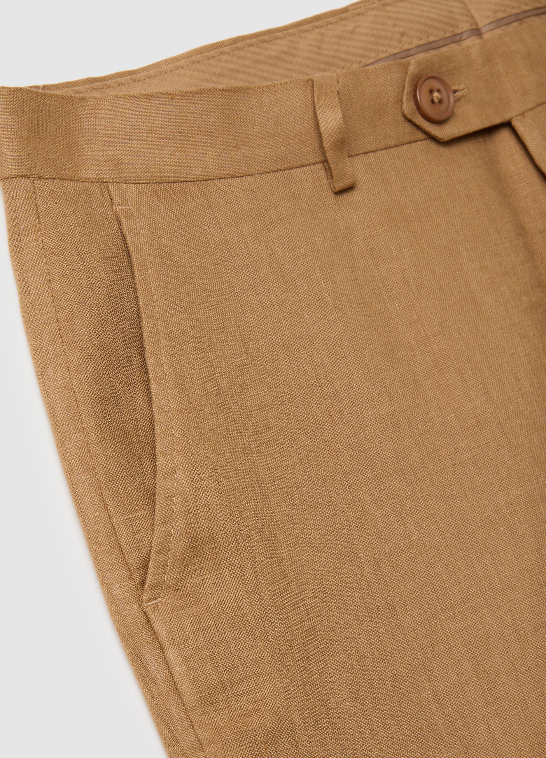 Pantaloni da uomo in lino marrone slim fit