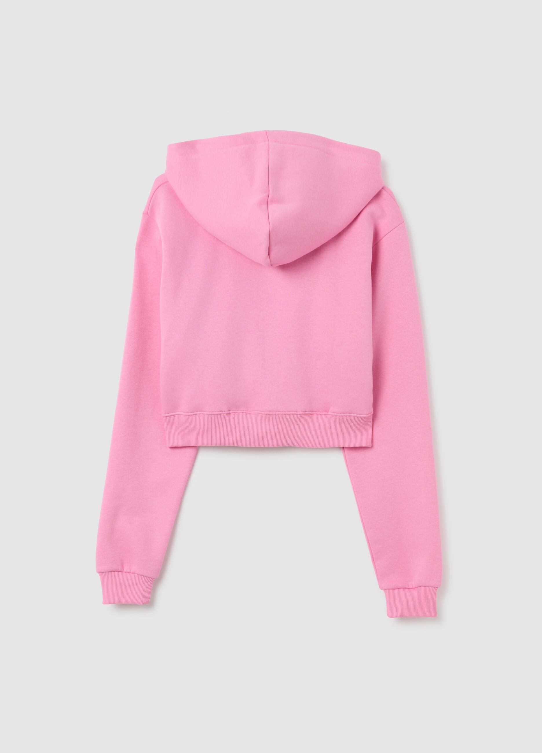 Women's pink cotton-blend cropped sweatshirt