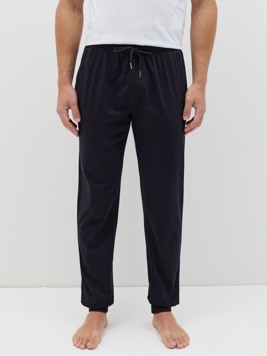 Cotton pyjama trousers with drawstring_1