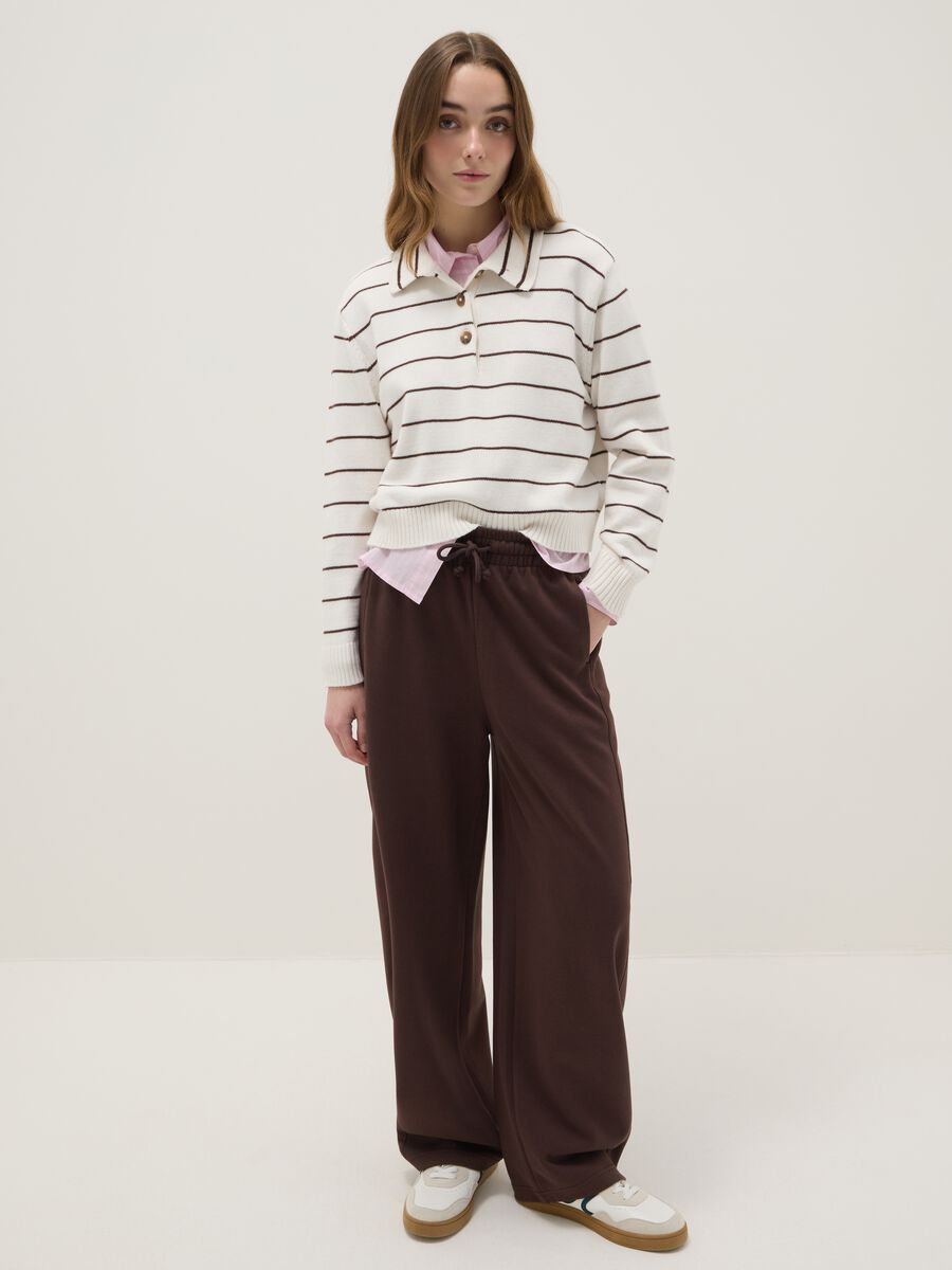Brown Stretch Cotton Baggy Trousers_0