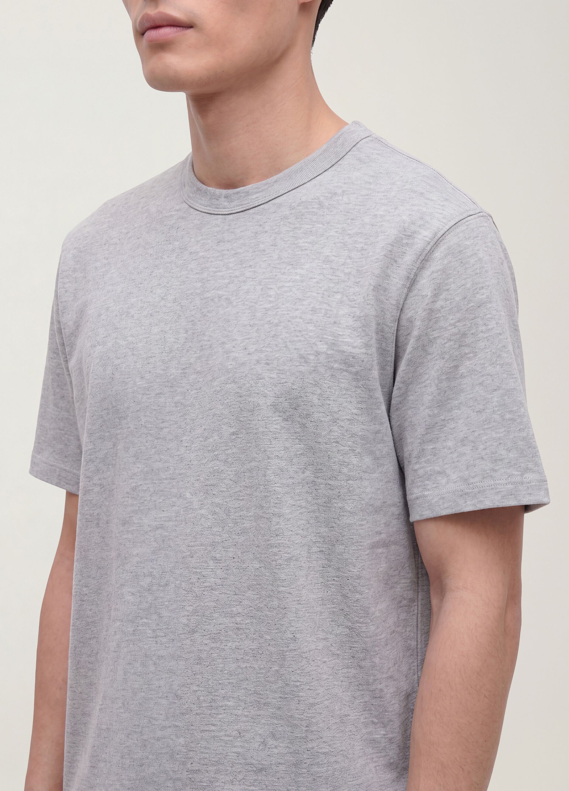 Grey pure cotton crew-neck T-shirt, relaxed fit