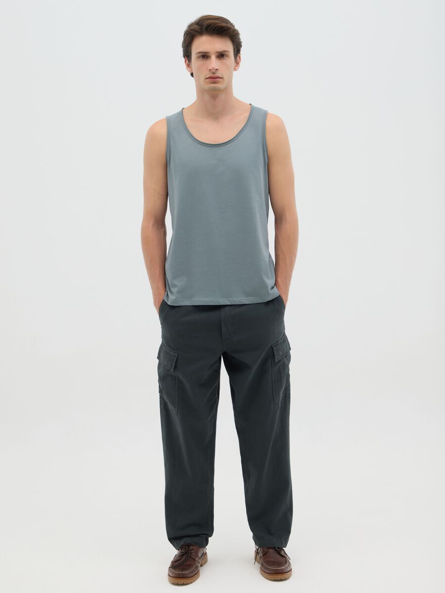 Men's green pure cotton vest regular fit_1