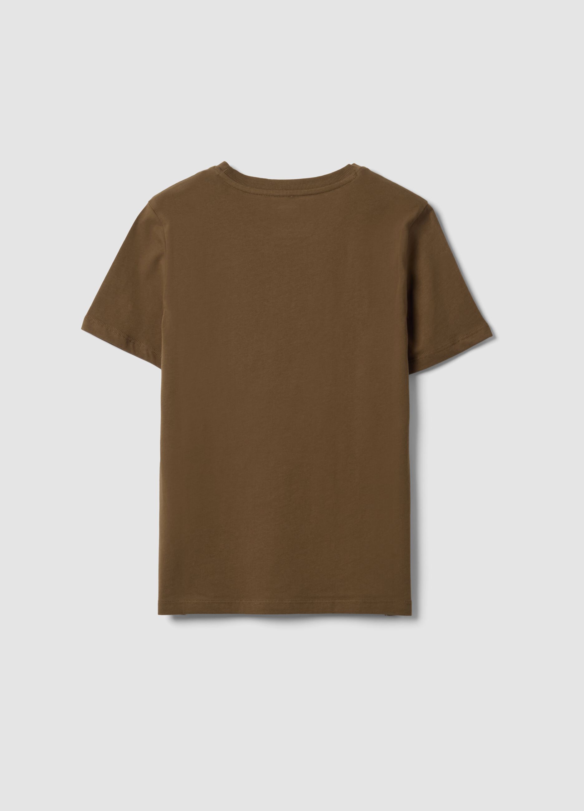 Green crew-neck T-shirt in pure organic cotton, regular fit
