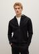 Black Cotton Blend Regular Fit Hoodie with Zip_2