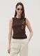 Brown fitted ribbed stretch-cotton tank top_2