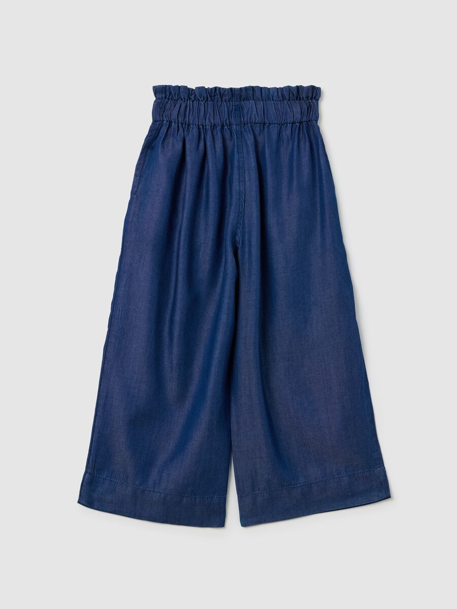 Blue wide-leg trousers in Lyocell_1