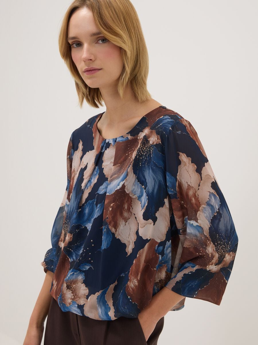 Multicolour floral print blouse, regular fit_0