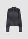 Brown striped stretch T-shirt with raised neck_0