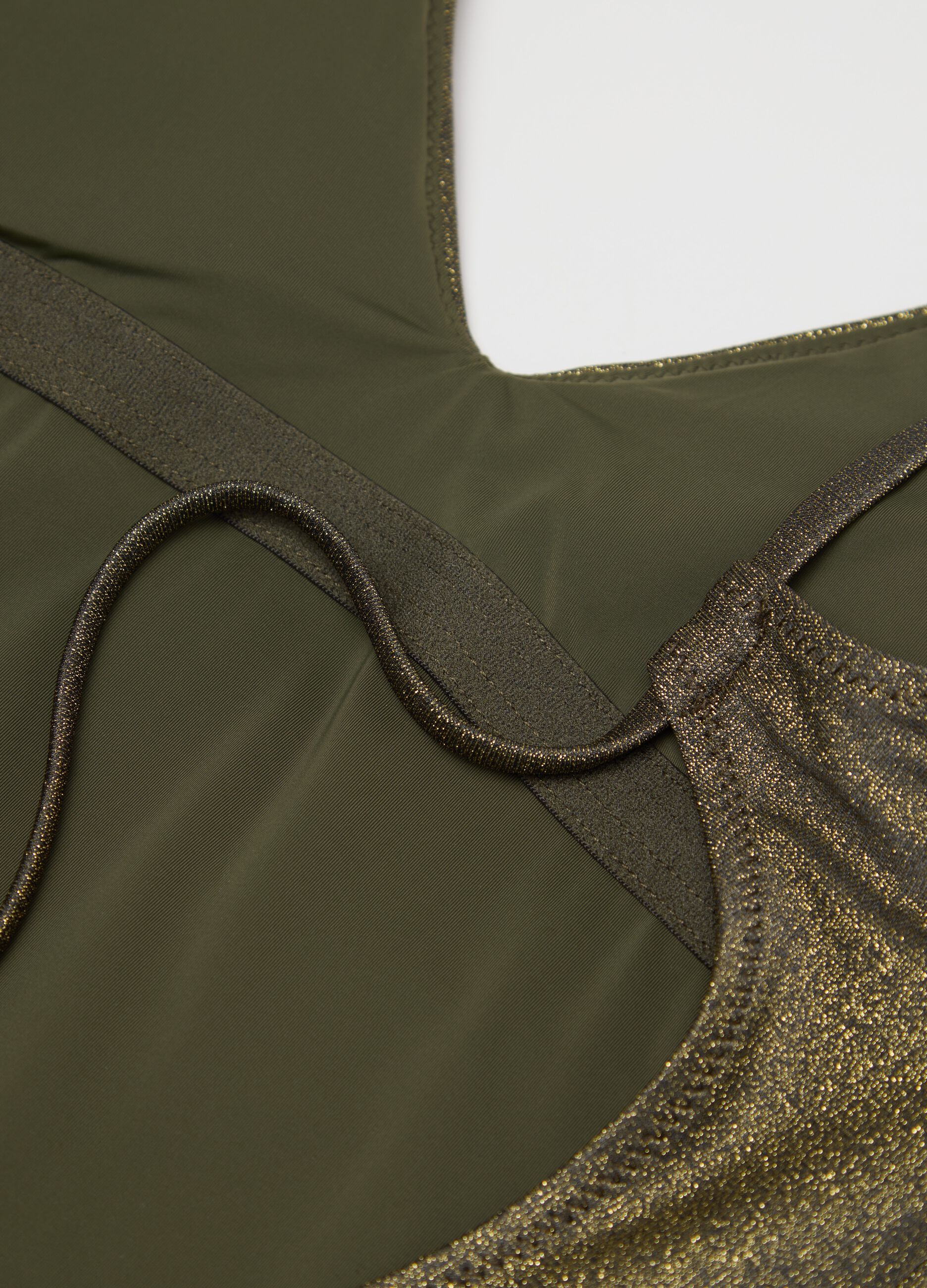 Green one-piece swimsuit in lycra with lurex