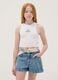 White stretch cotton cropped tank top_1