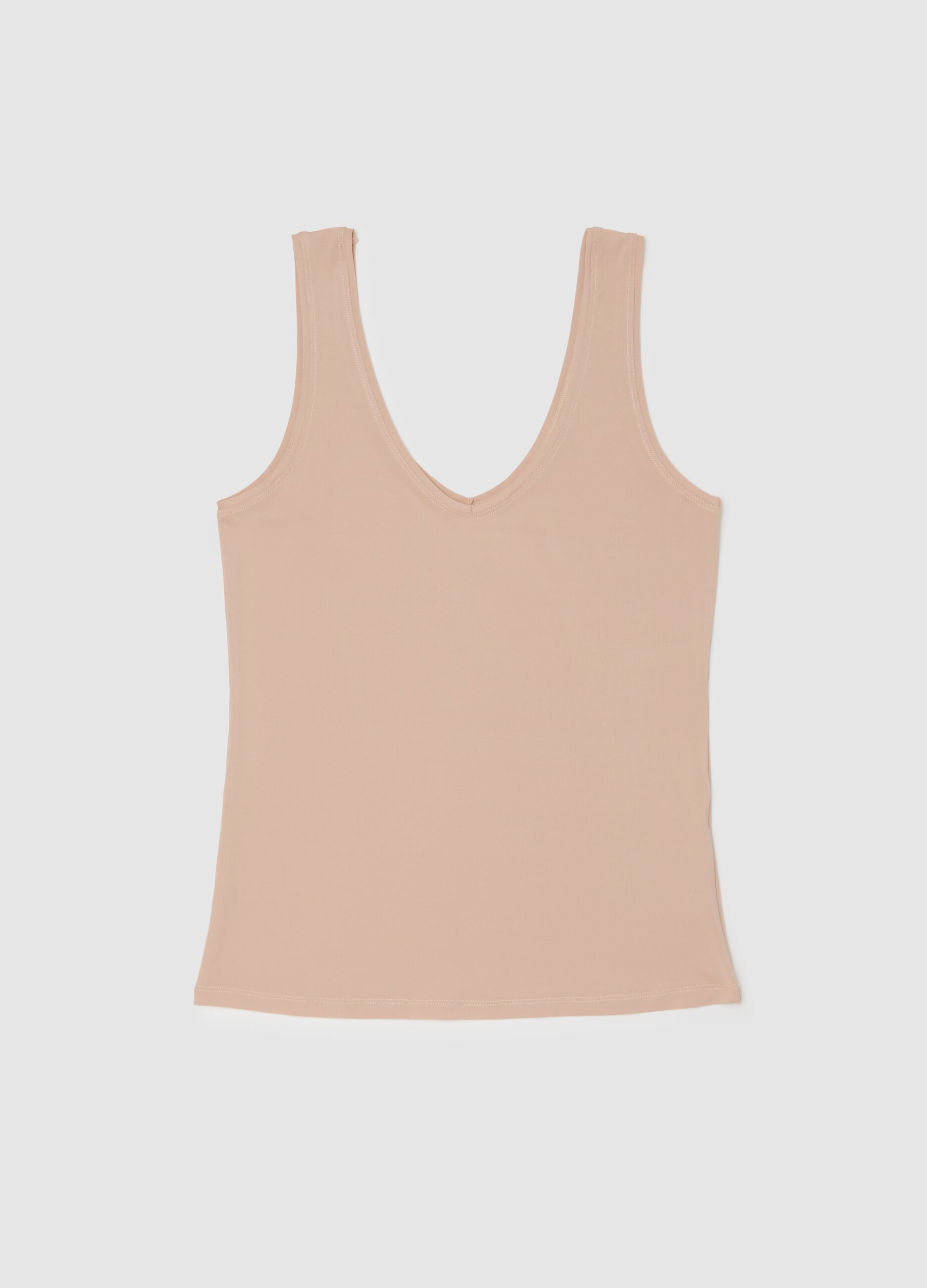 Beige mixed regular fit tank top