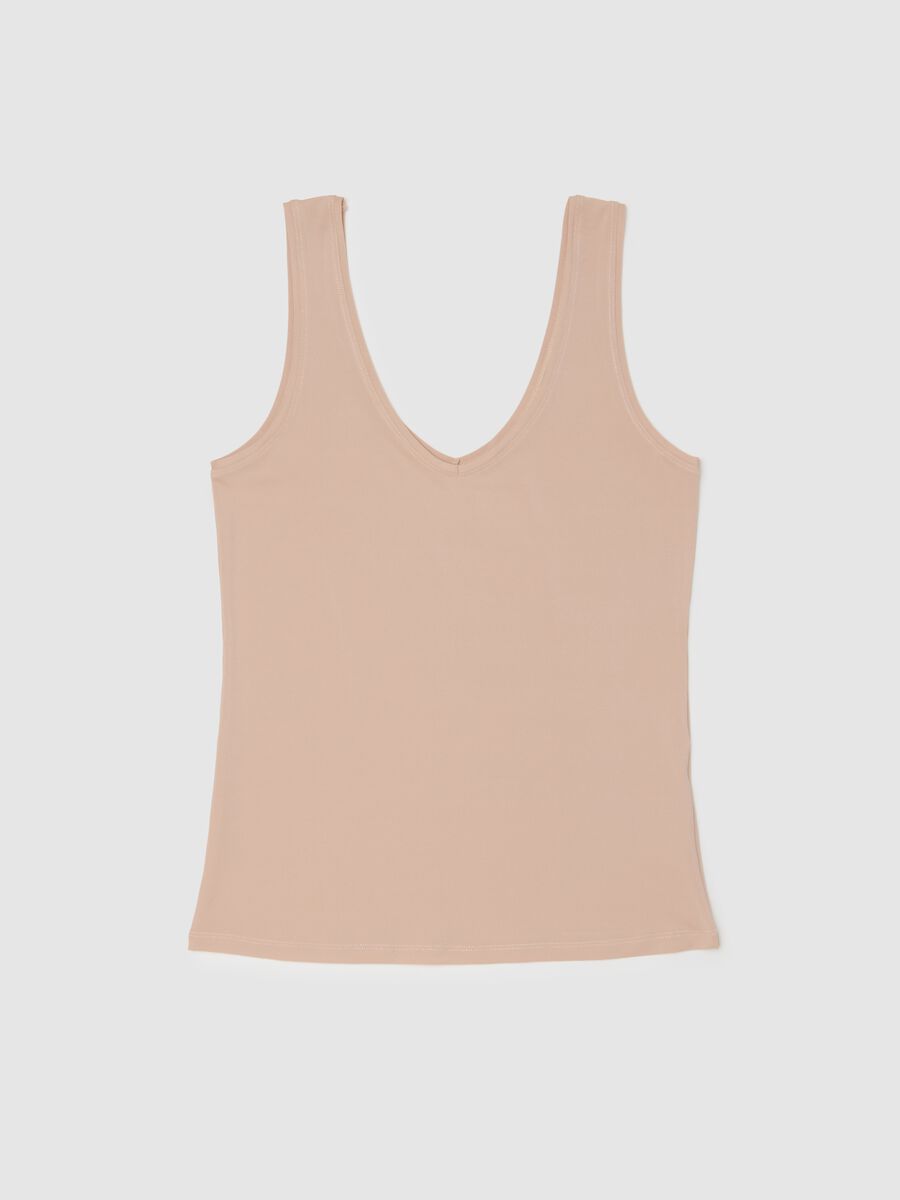Beige mixed regular fit tank top_0