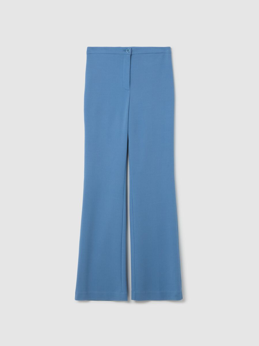 Solid colour flare-fit trousers_4