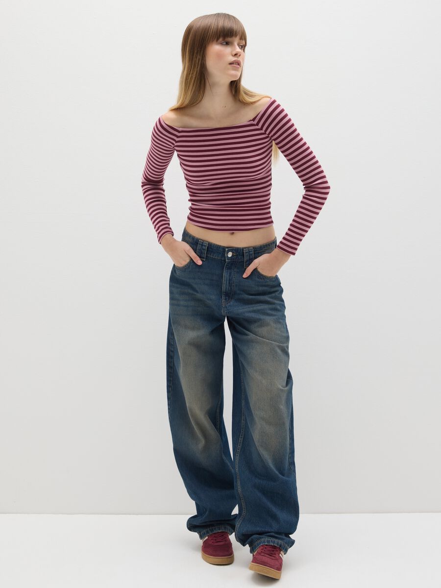 Striped regular fit stretch cotton sweater_1