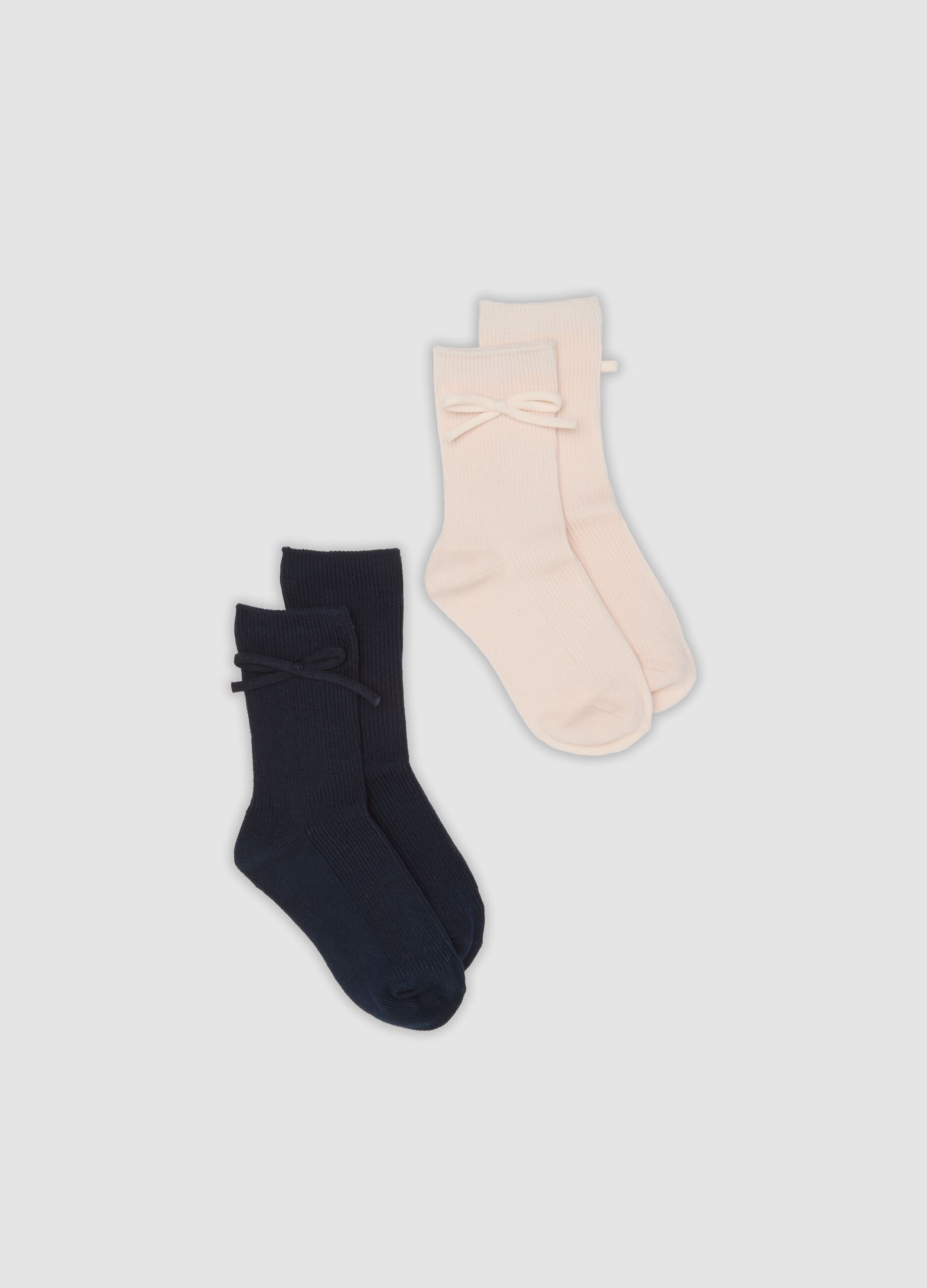 2-pack of short midi socks in stretch organic cotton with bow