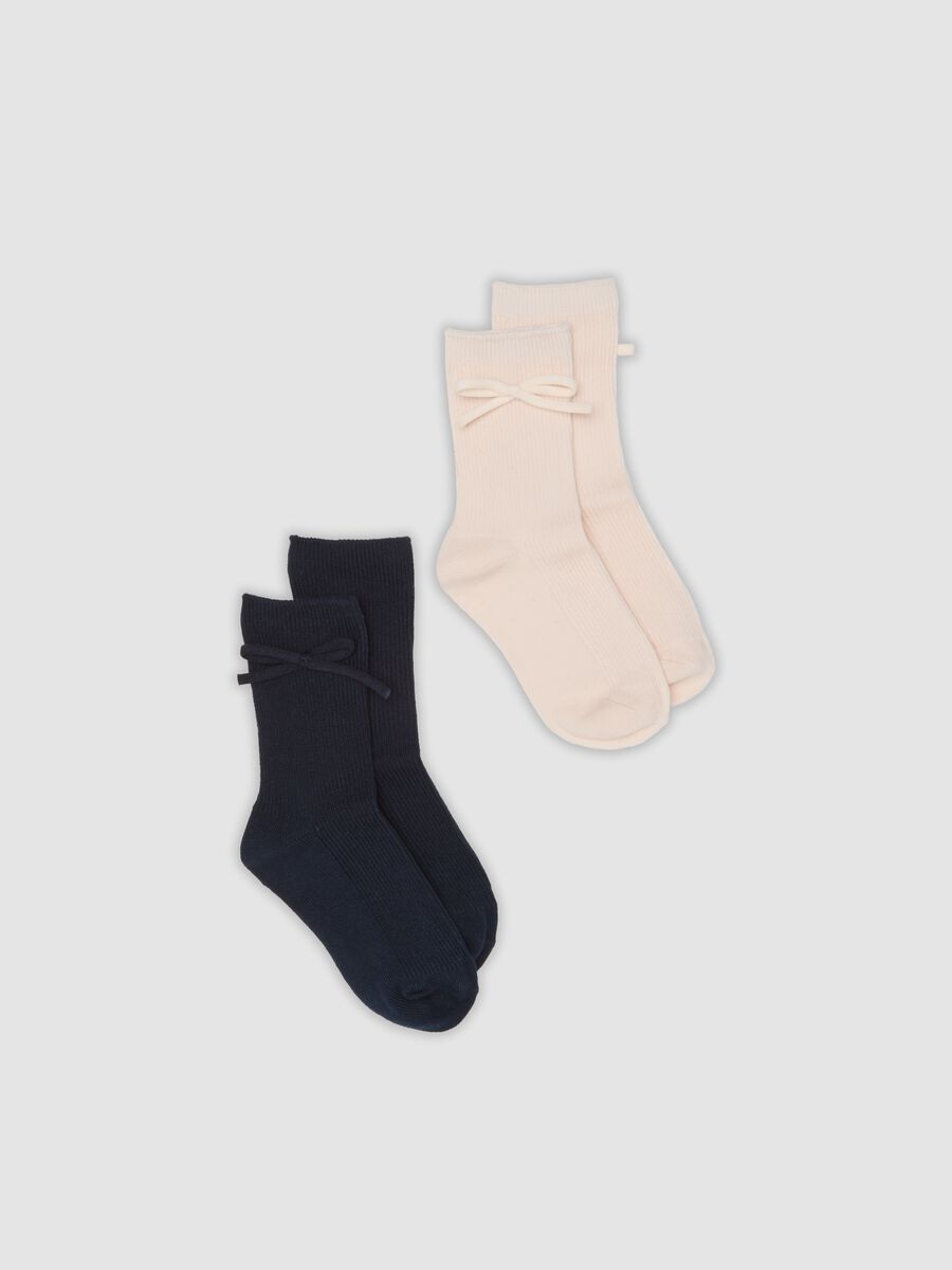2-pack of short midi socks in stretch organic cotton with bow_0