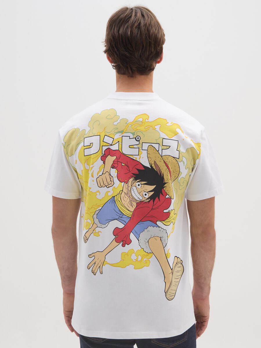 T-shirt in puro cotone bianca con logo One Piece_2