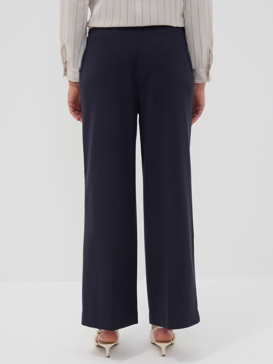 Jogger The Iconic Pants blu wide leg in viscosa elasticizzata_3