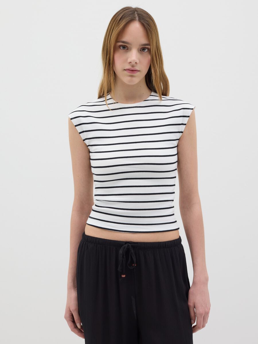 Women's multicoloured fitted vest top in stretch cotton_0