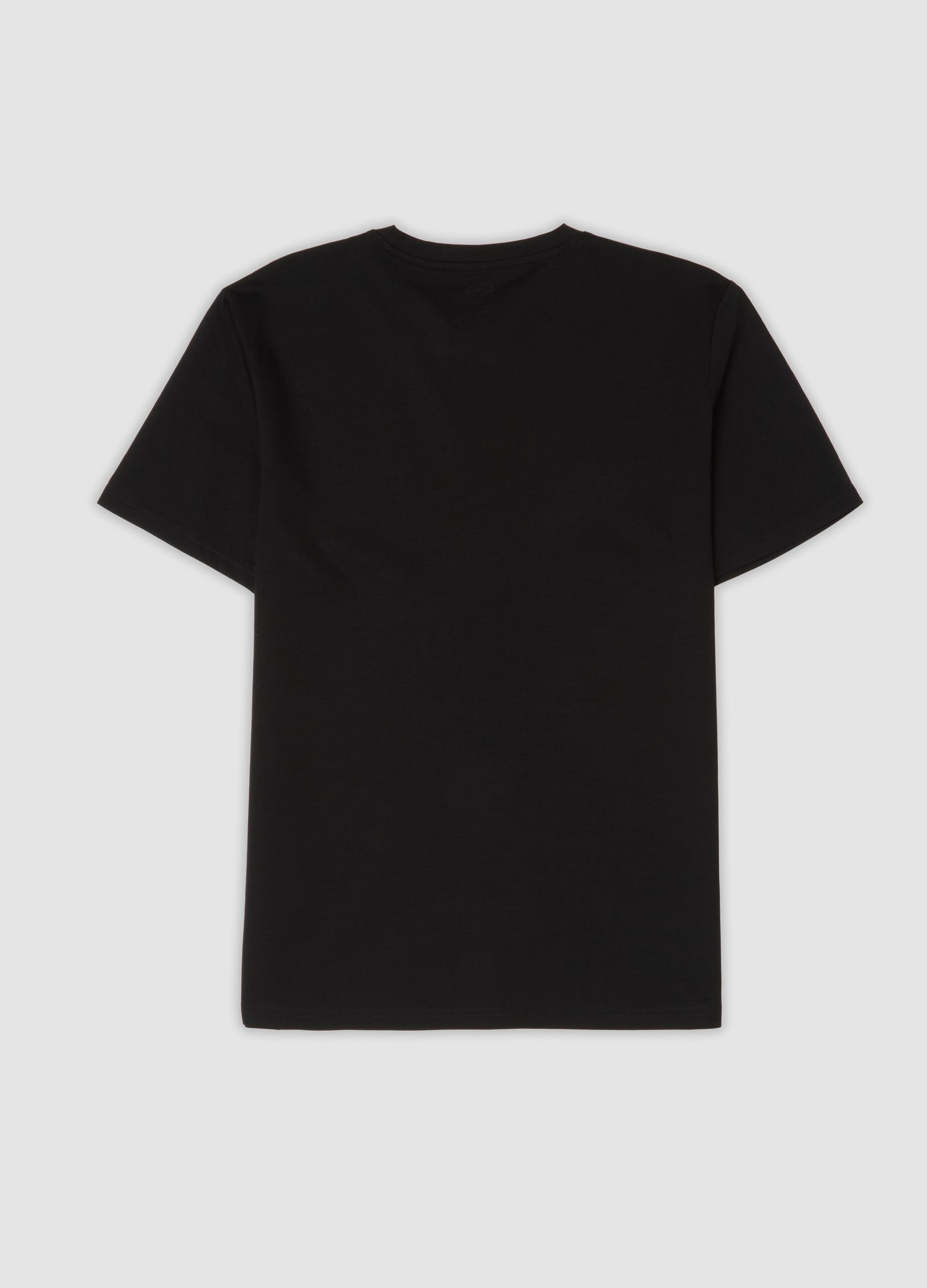 T-shirt nera in puro cotone mercerizzato a girocollo