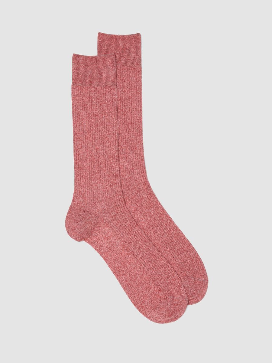 Calze rosse lunghe in misto in cotone e lino elasticizzato_0