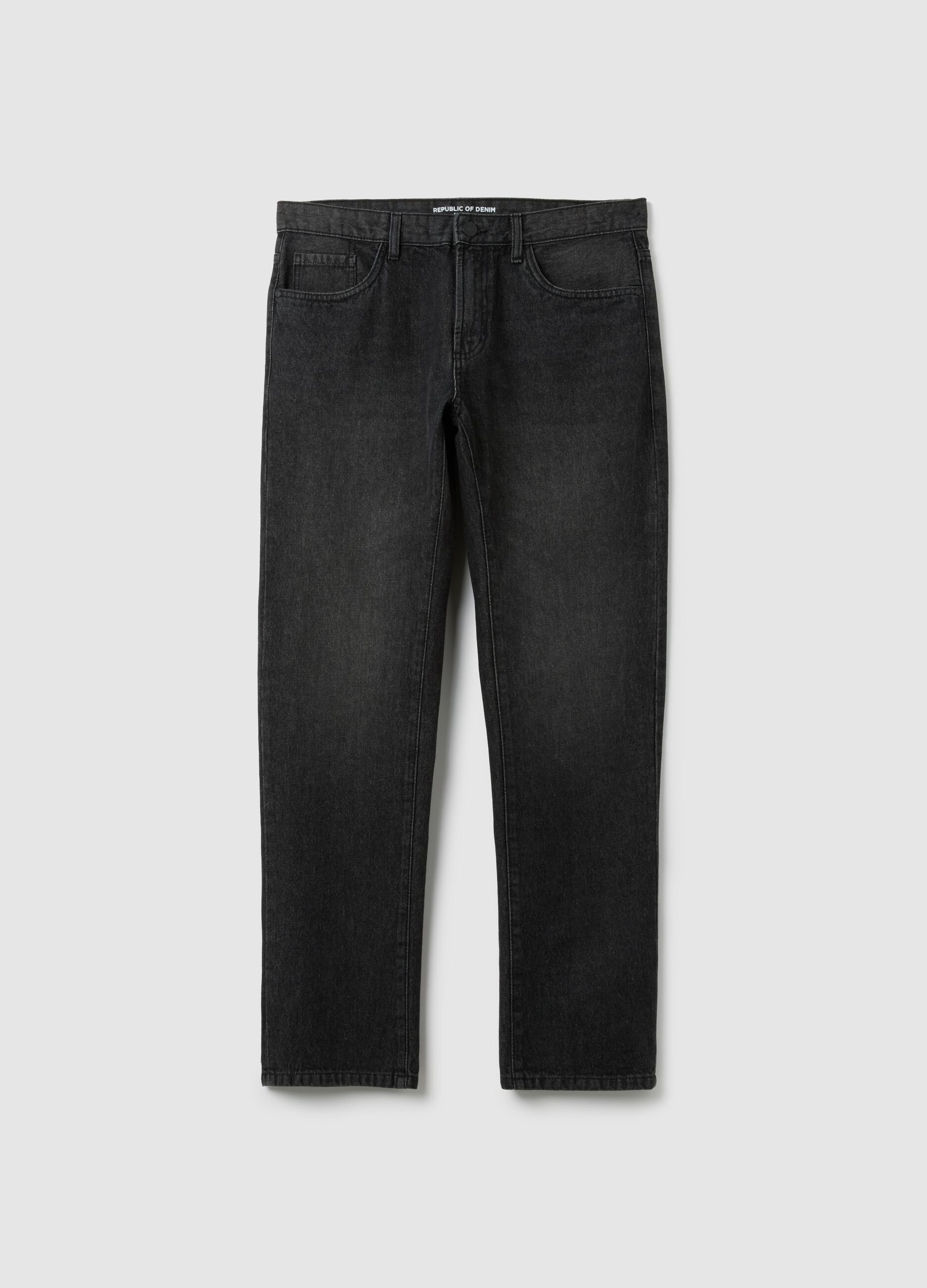 Black Pure Cotton Jeans Regular Fit