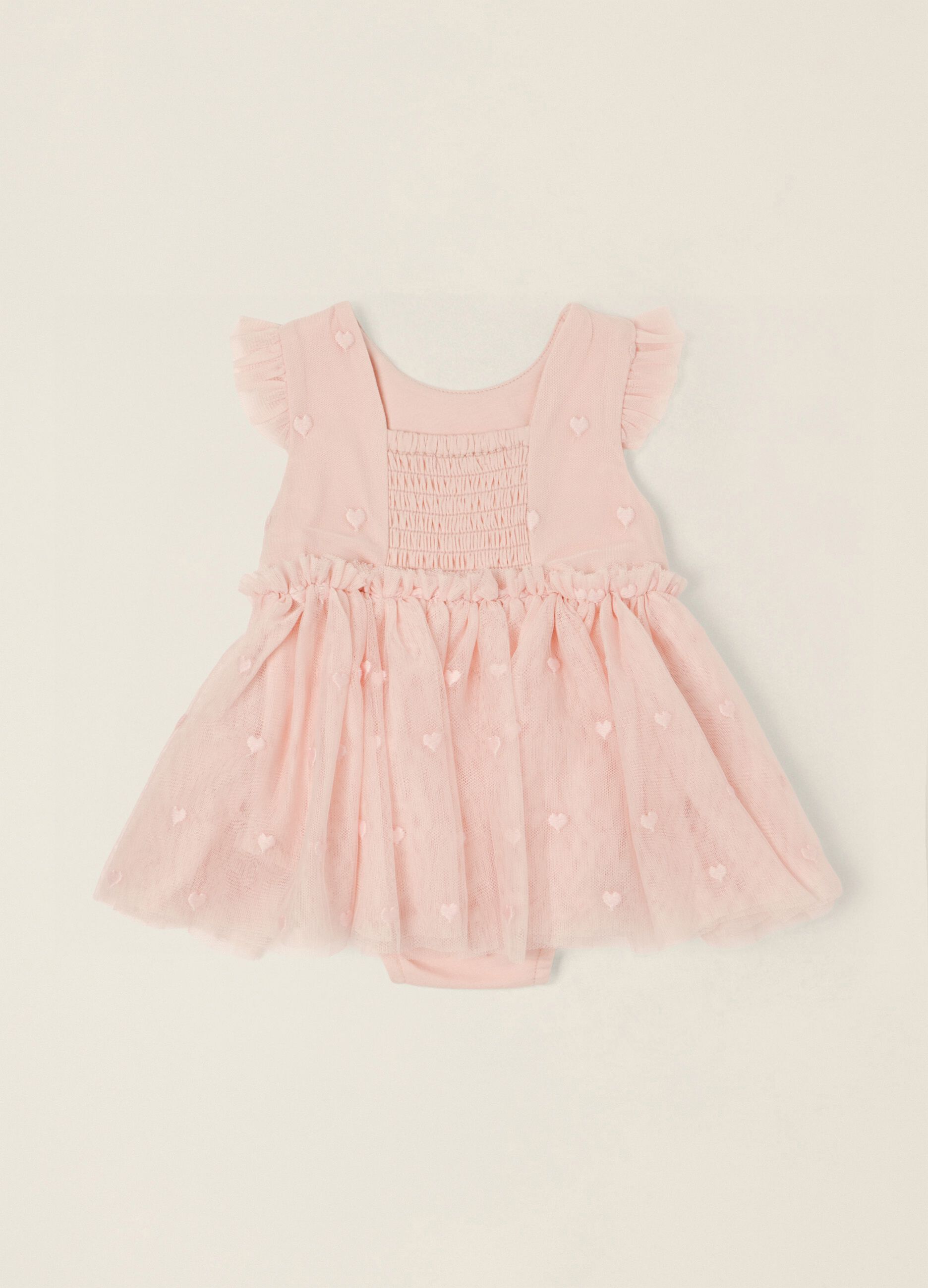 Baby Girls&rsquo; Pink Dress with Tulle Hearts