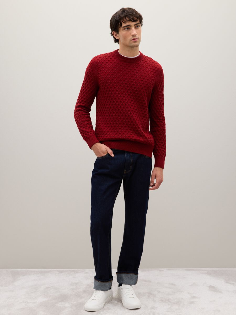 Regular fit red cotton blend jumper_2