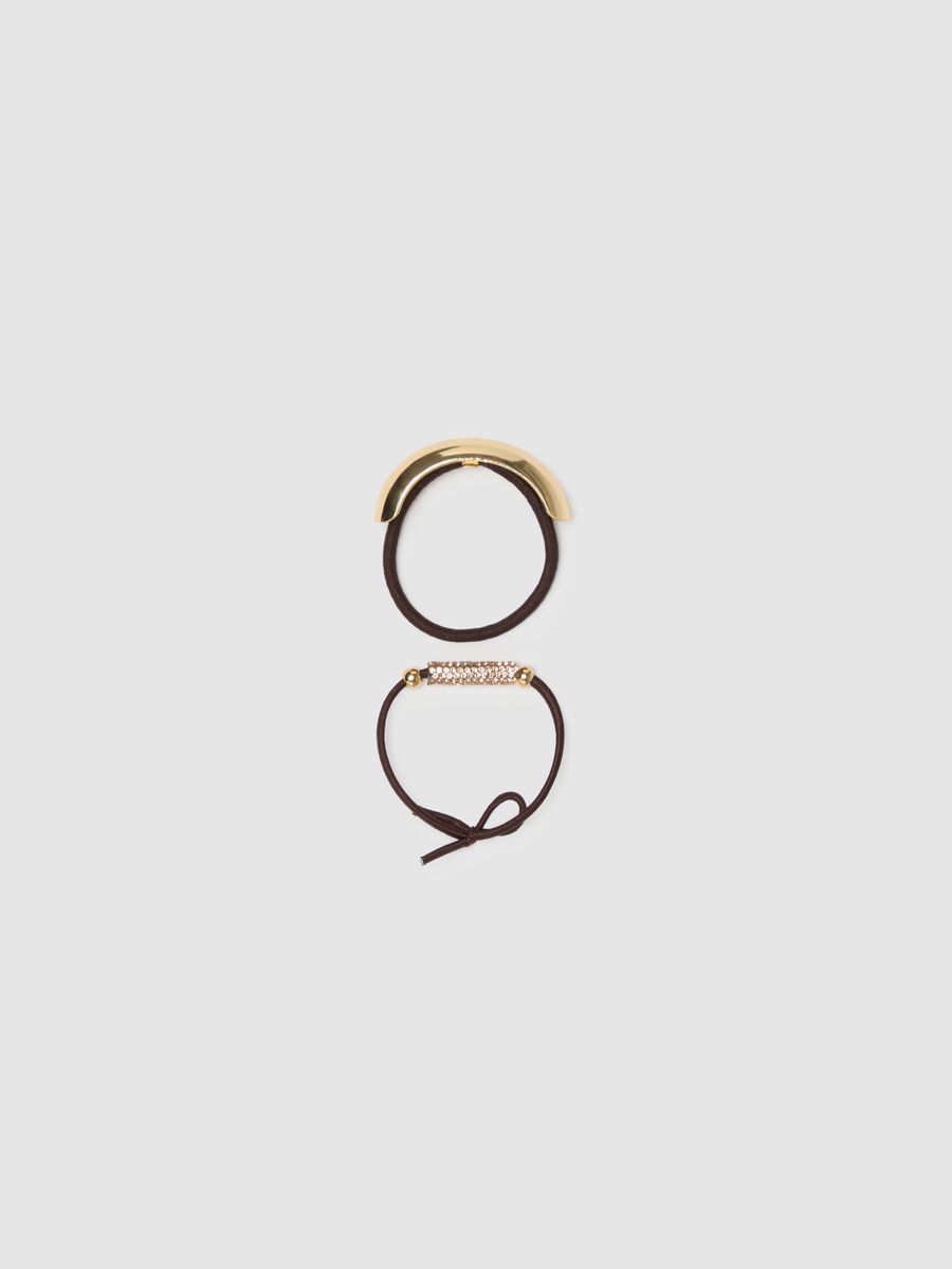 Accessorio per capelli marrone con elementi dorati_0