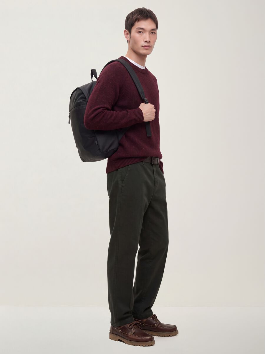 Maglione rosso girocollo in misto cotone e lana_1
