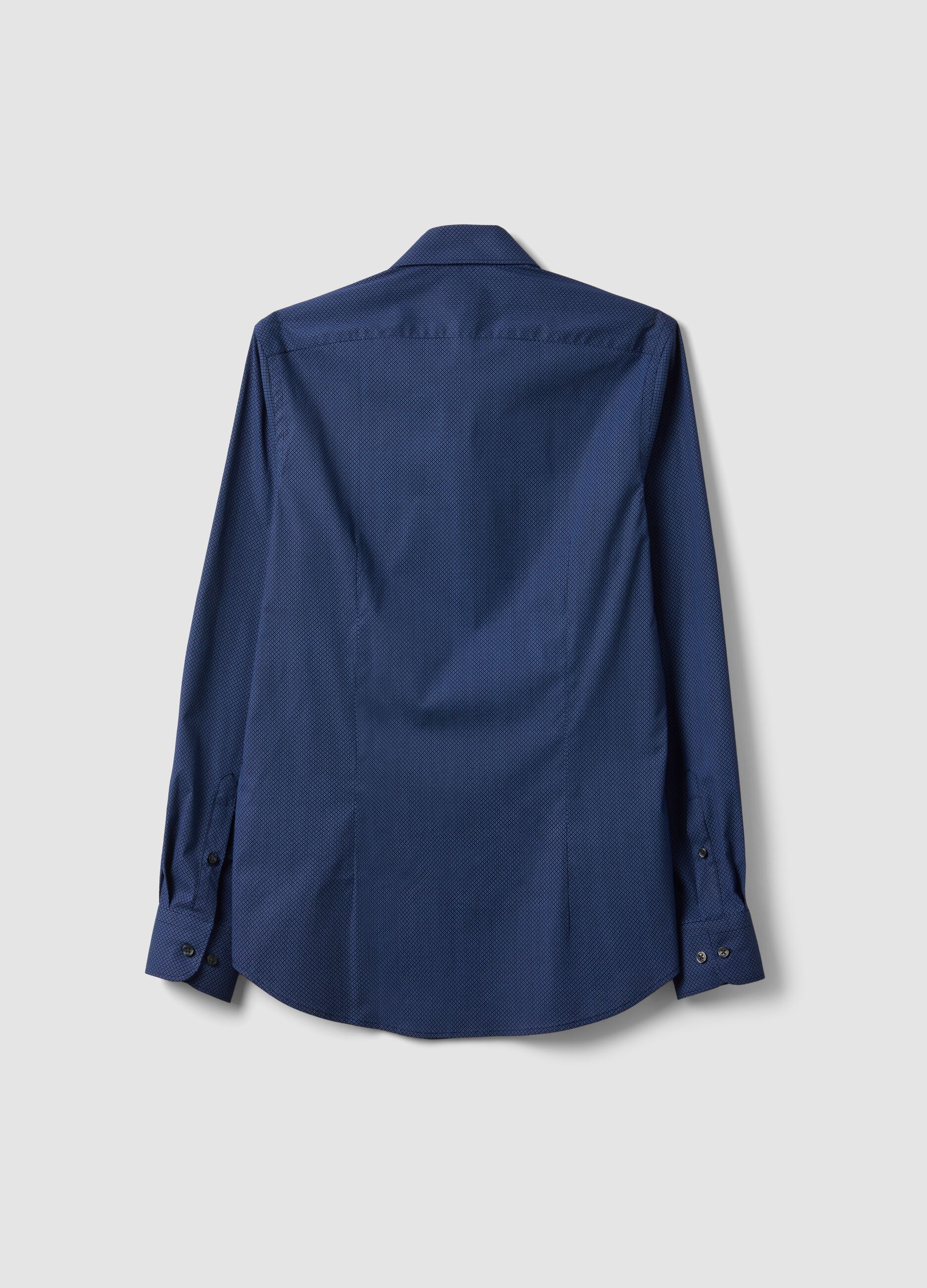 Blue slim-fit stretch cotton poplin shirt