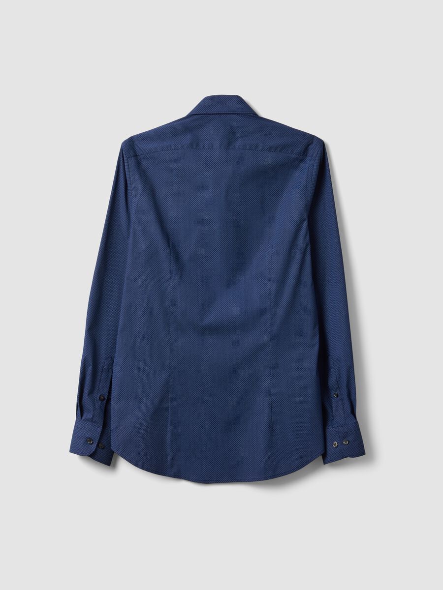 Camicia blu in popeline di cotone elasticizzato slim fit_5