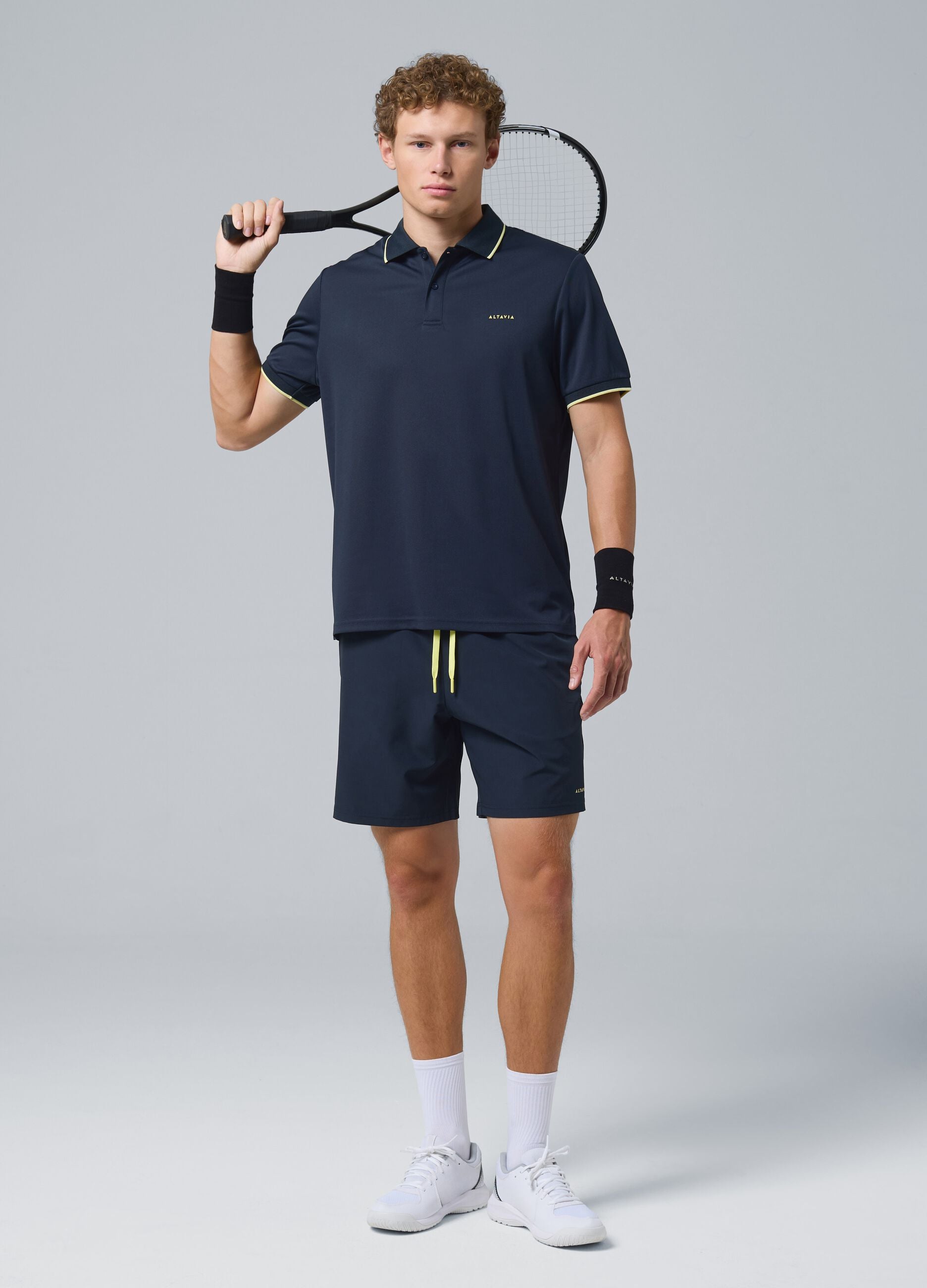 ALTAVIA COURT black sports polo in technical fabric