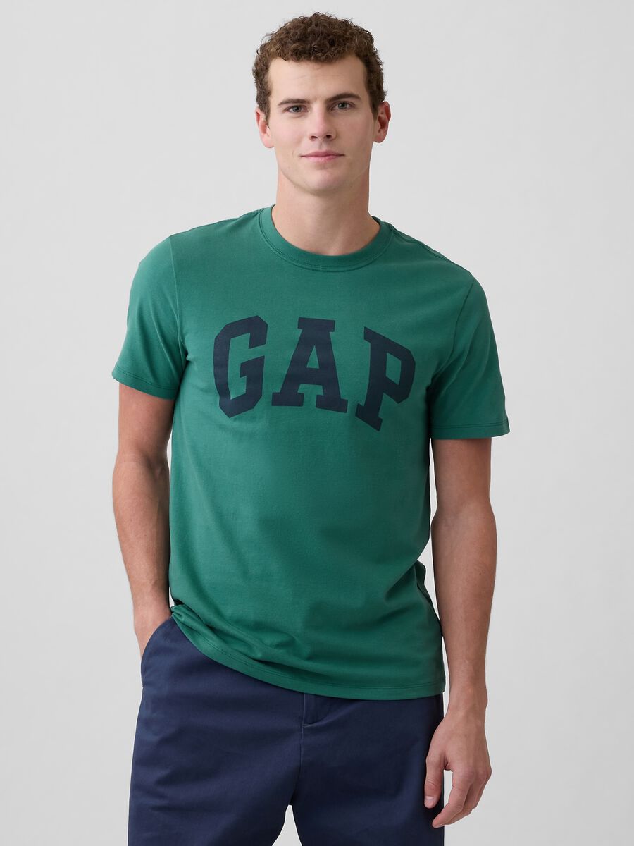 Pure Cotton Short Sleeve T-shirt with Logo_0