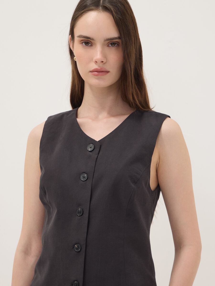 Gilet nero in misto viscosa slim fit_0